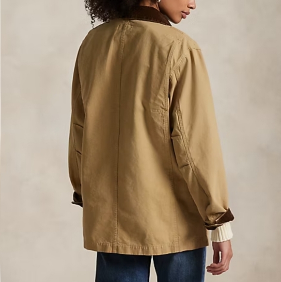 NWT Polo Ralph Lauren Beige Oversize Jacket Corduroy Collar Cuff Size Medium - Picture 4 of 13